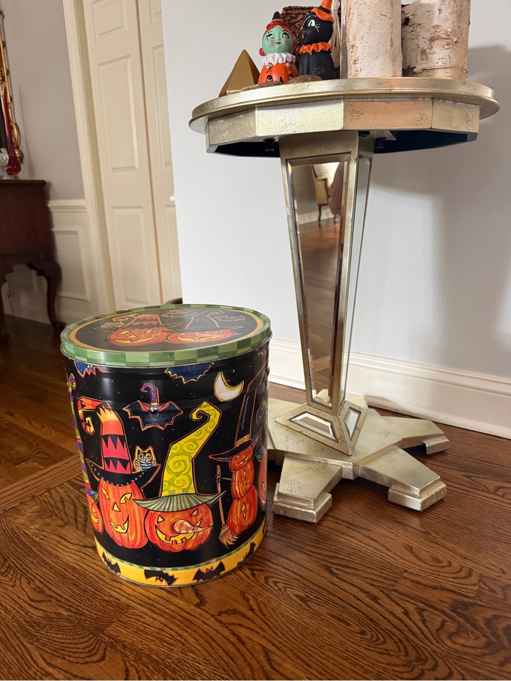 The Popcorn Factory Large Halloween Pumpkin Witch Hat Metal Tin Canister
